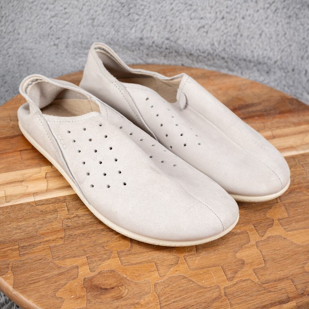 ECCO Women's Slip On‎ Flats Sneakers Gray Leather Loafers Casual Shoe Size US 5